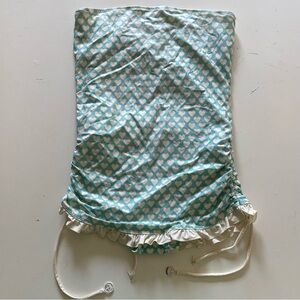 Vintage Juicy Couture pale blue & white strapless tube one-piece swimsuit